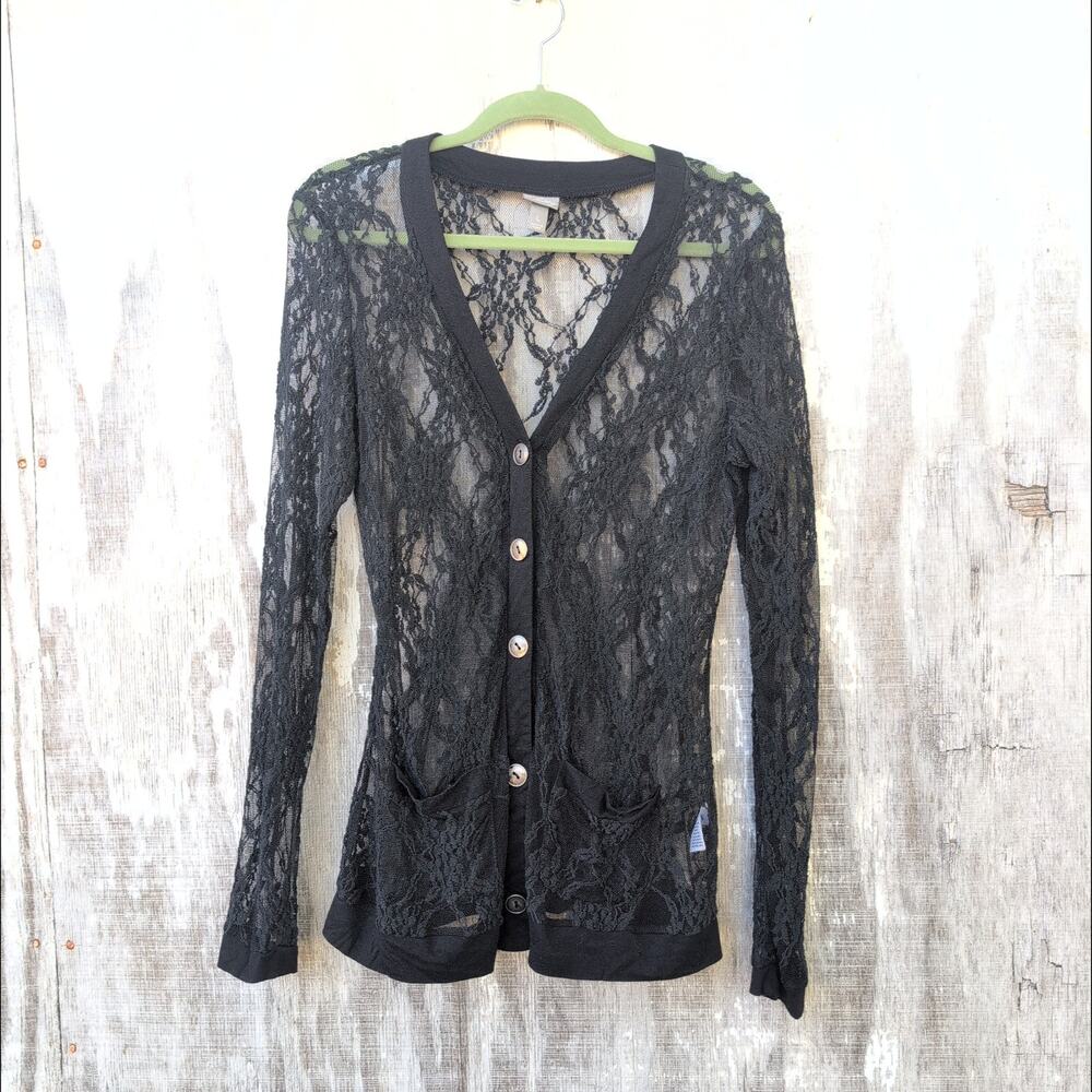 Y2K Lace Mesh Vanity Cardigan Whimsygoth DarkAcademia IndySleaze Women's Large